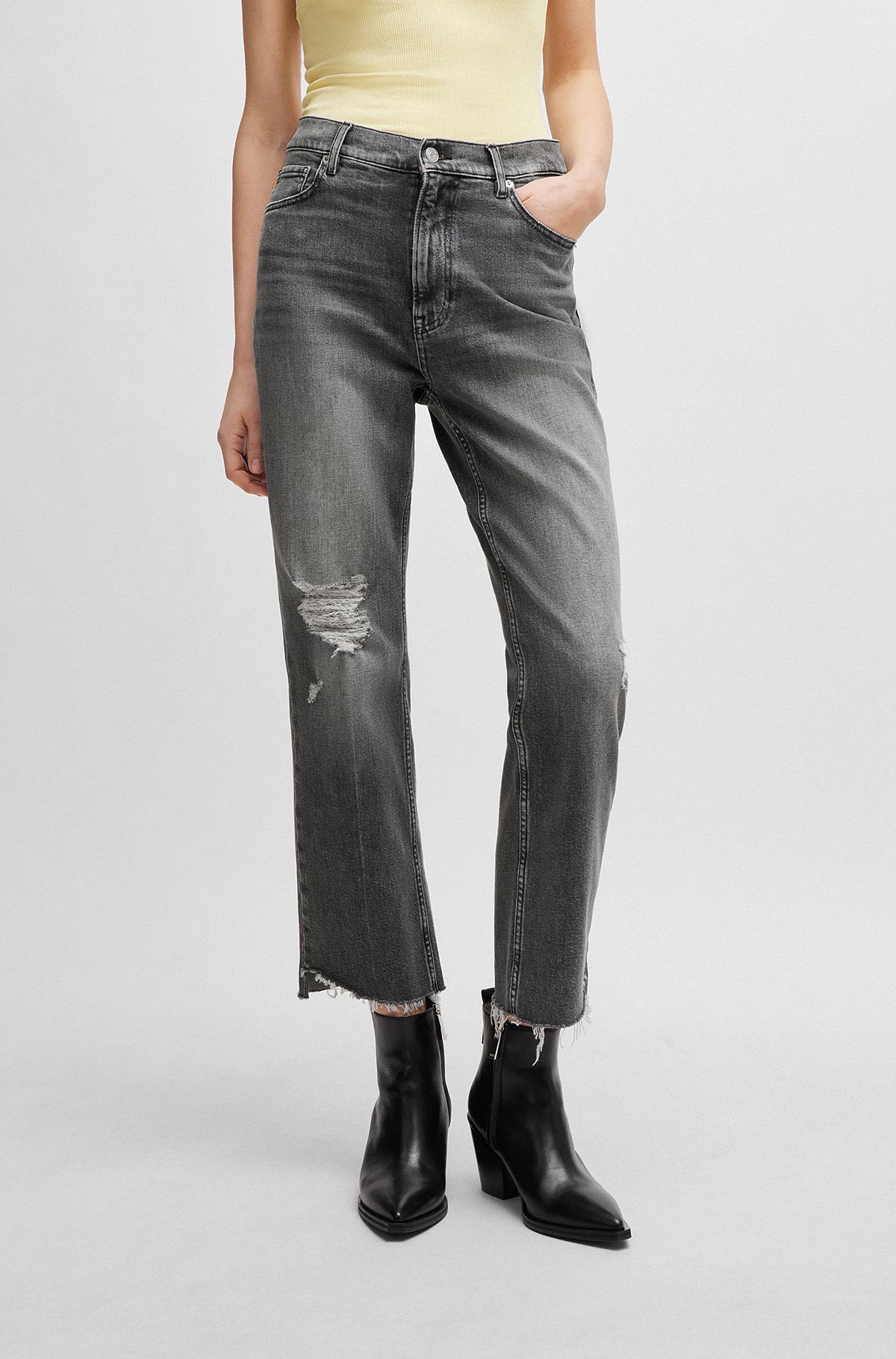Slim-fit jeans van grijs stretchdenim , Grijs