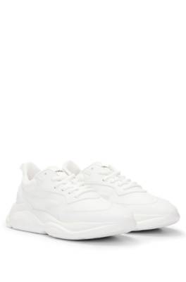 Hugo Mixed-material Trainers With Contrast Logos In White