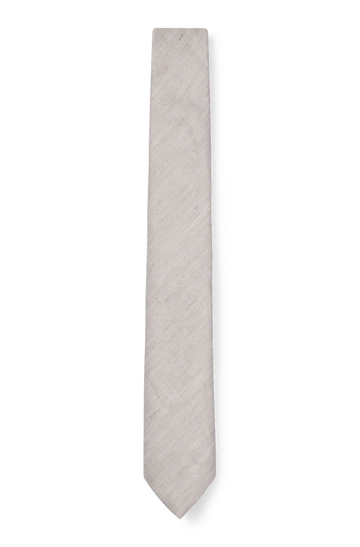 Cravatta jacquard in cotone e lino, Argento