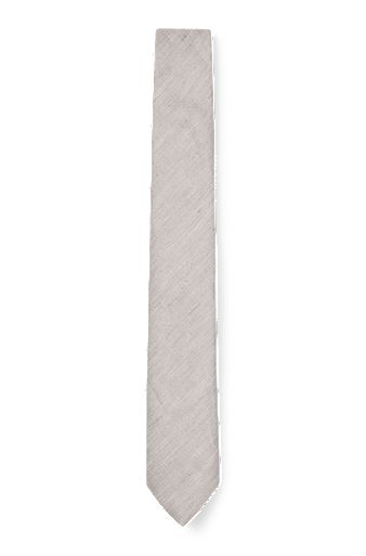 Jacquard tie in cotton and linen, Silver
