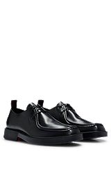 Кожаные туфли-дерби португальского производства с тиснеными логотипами, Черный