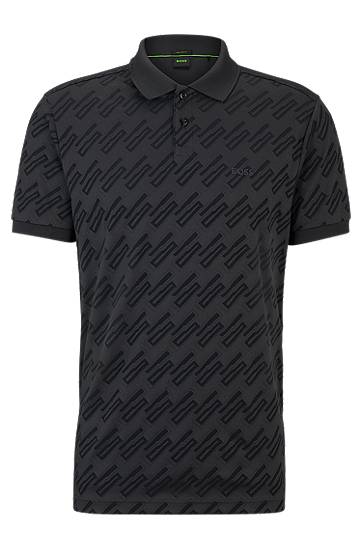 Relaxed-fit polo shirt with monogram jacquard, Hugo boss