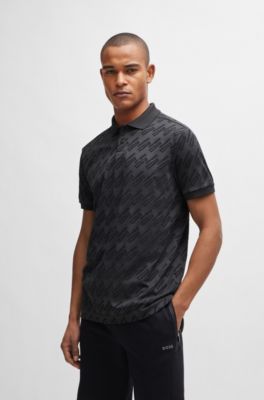 BOSS - Relaxed-fit polo shirt with monogram jacquard