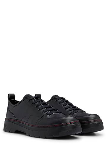Leather Oxford shoes with stacked logo and EVA sole, Hugo boss