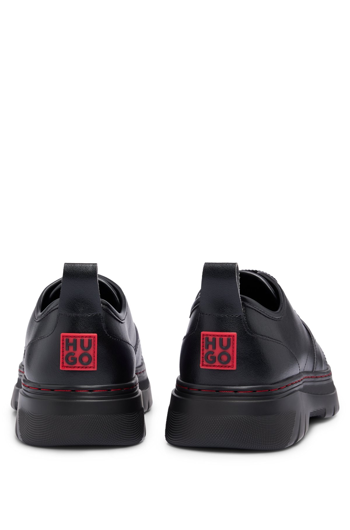 Leather Oxford shoes with stacked logo and EVA sole, Black