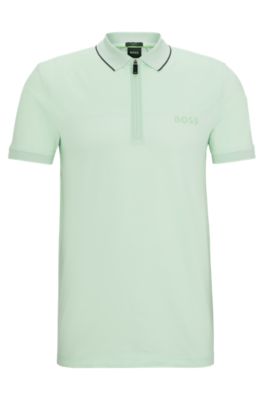 BOSS - Slim-Fit Poloshirt mit Troyerkragen und Mesh-Details