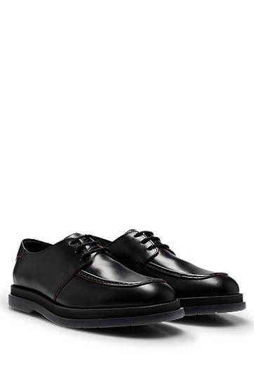 Leather Derby shoes with translucent rubber sole, Hugo boss