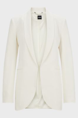 Regular-fit jacket with edge-to-edge front, White