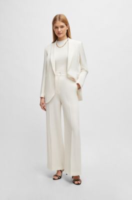 Regular-fit jacket with edge-to-edge front, White