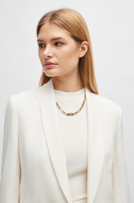 Regular-fit jacket with edge-to-edge front, White