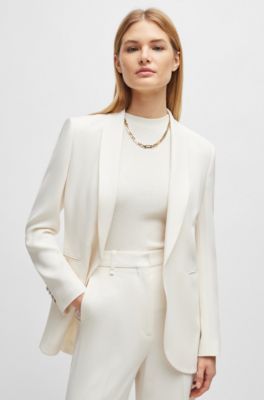 Regular-fit jacket with edge-to-edge front, White