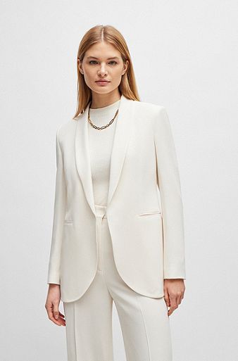 Regular-fit jacket with edge-to-edge front, White