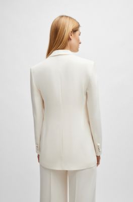 Regular-fit jacket with edge-to-edge front, White