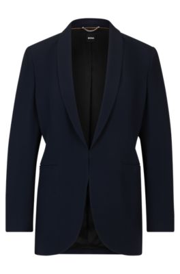 Regular-fit jacket with edge-to-edge front, Dark Blue