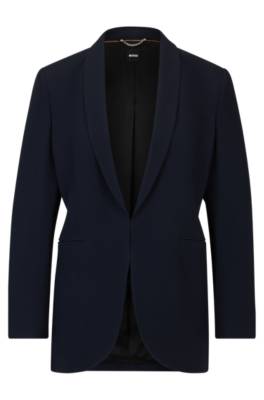 Hugo Boss Regular-fit Jacket With Edge-to-edge Front In Blue