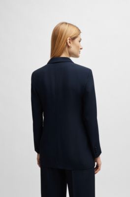 Regular-fit jacket with edge-to-edge front, Dark Blue