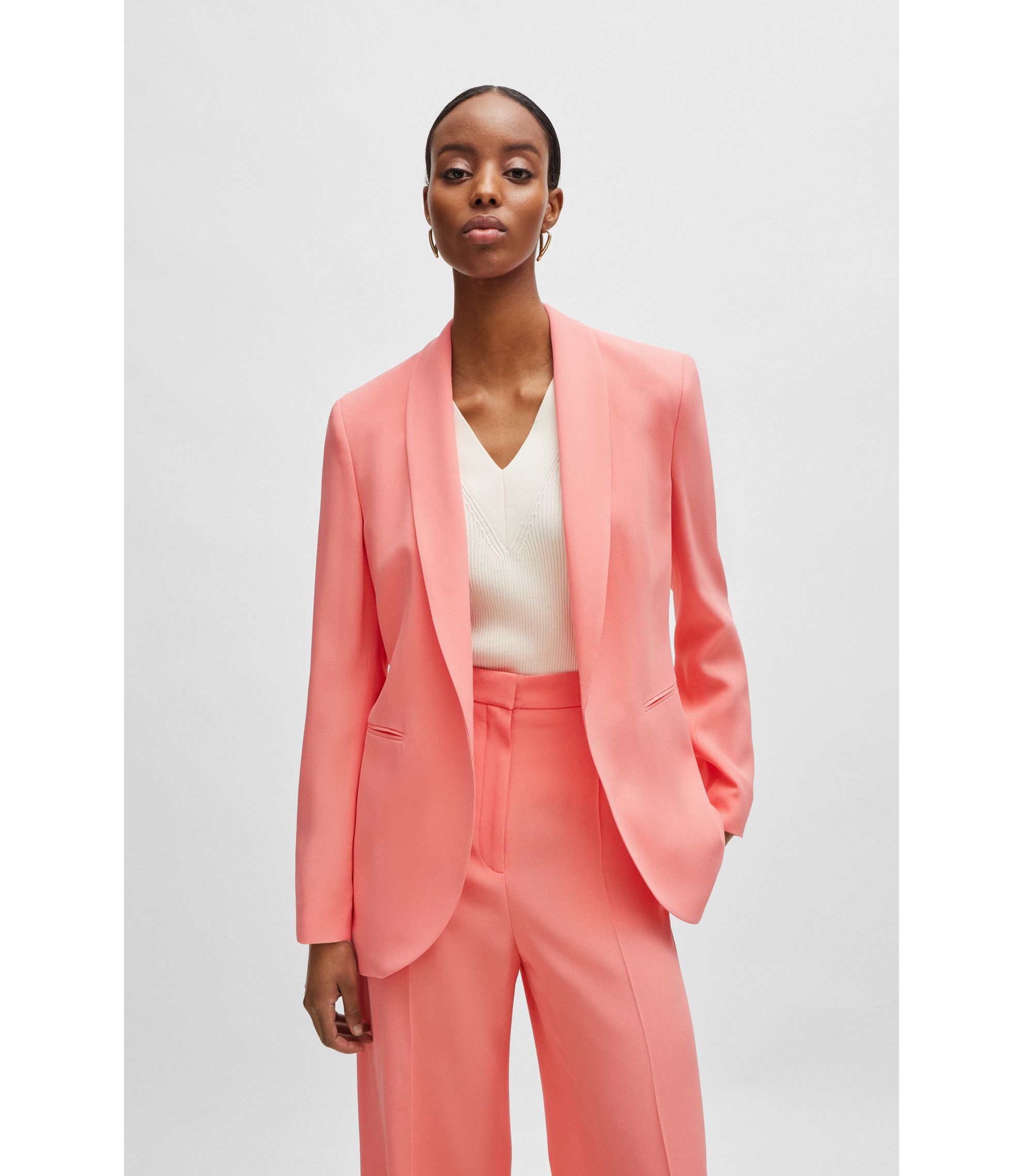 BOSS - レギュラーフィットジャケット オープンフロント - コーラル