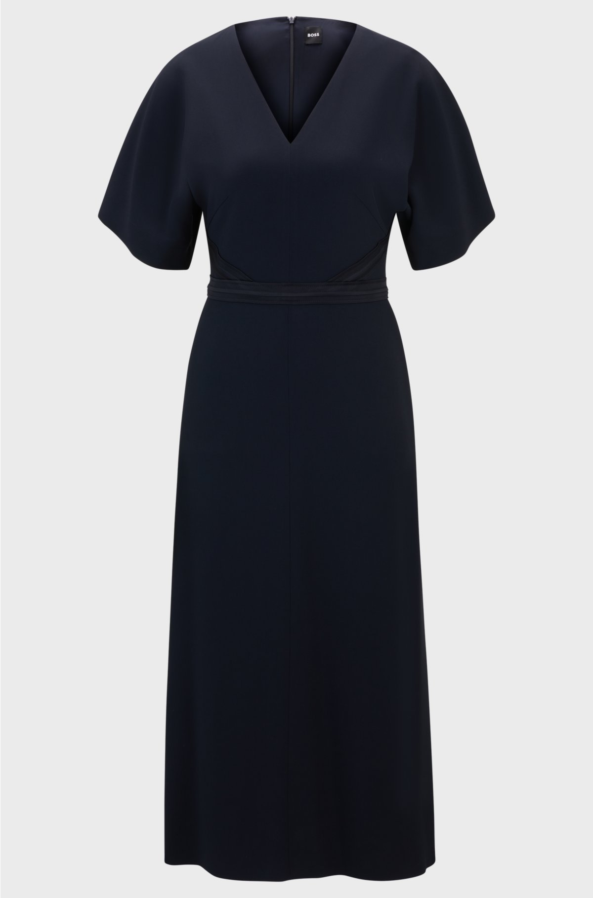 V-neck dress with waist detail, Dark Blue