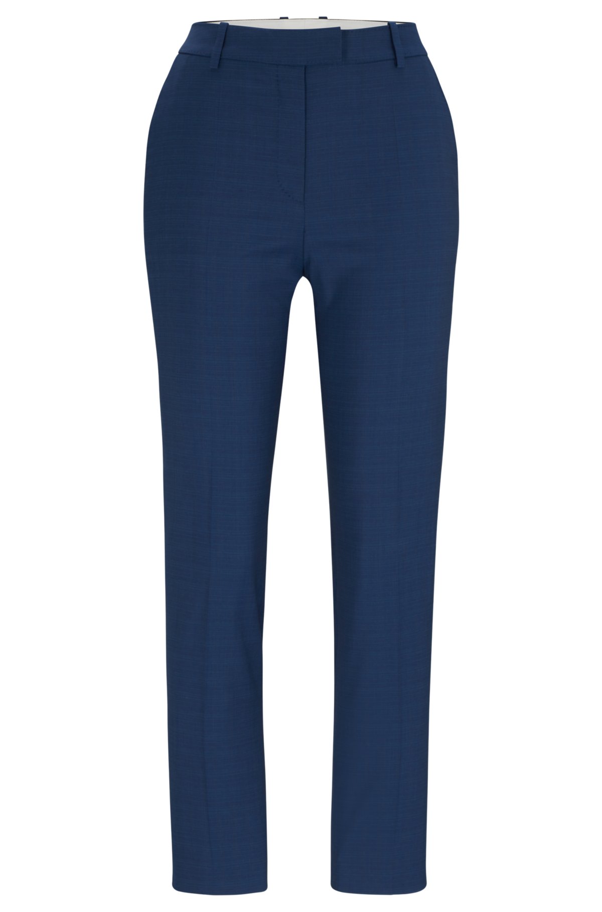 Regular-fit trousers in melange virgin wool, Blue