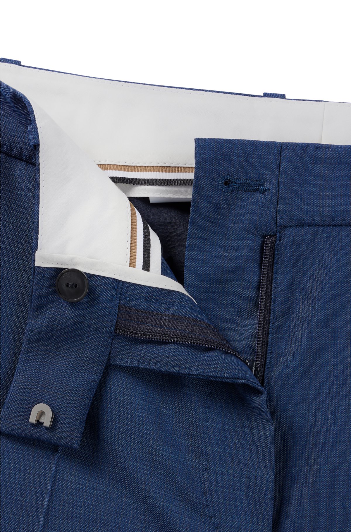 Regular-fit trousers in melange virgin wool, Blue