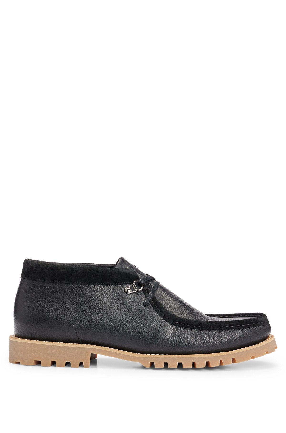 Grained-leather desert boots with rubber-lug outsole, Black