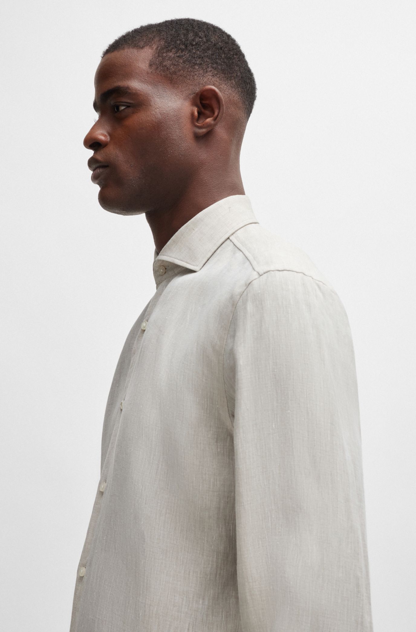 Hugo boss store white linen shirt