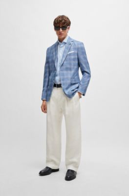 BOSS - Slim-fit shirt in linen with spread collar