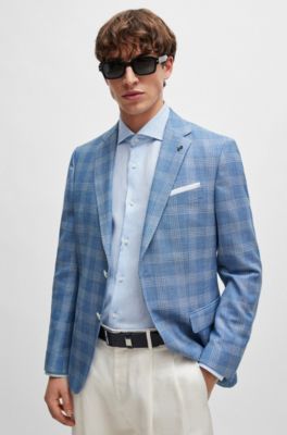 BOSS - Slim-fit shirt in linen with spread collar
