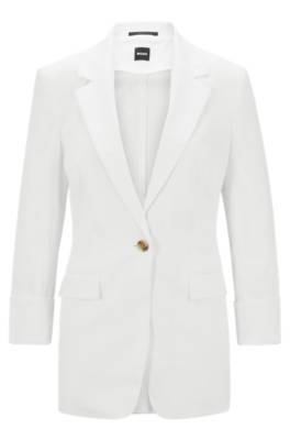 Hugo Boss Regular-fit Jacket In A Linen Blend In White