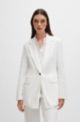 Regular-fit jacket in a linen blend, White