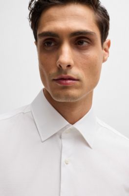 Slim-fit shirt in structured stretch cotton, White
