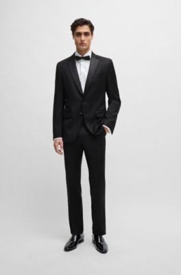 Slim-fit shirt in structured cotton with spread collar, White