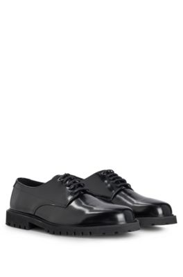 BOSS - Derby shoes in brush-off leather with lug sole