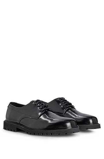 Derby shoes in brush-off leather with lug sole, Hugo boss