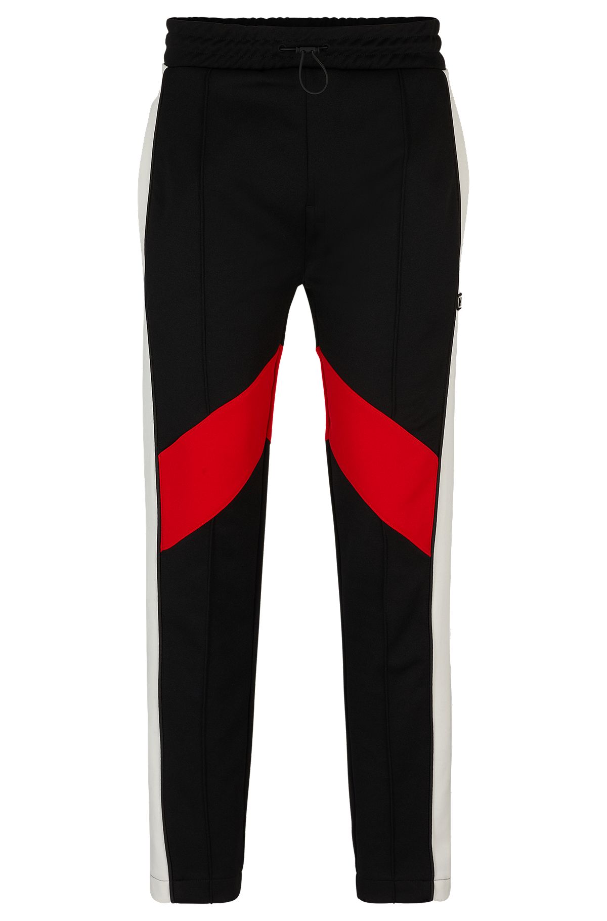 Relaxed-fit tracksuit bottoms with colour-blocking, Black
