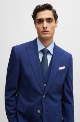 BOSS Printed pocket square in linen and cotton