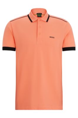 BOSS - Cotton-piqué polo shirt with contrast stripes and logo