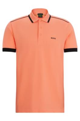 HUGO BOSS COTTON-PIQUÉ POLO SHIRT WITH CONTRAST STRIPES AND LOGO 