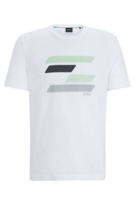 Hugo Boss Cotton-jersey T-shirt With Flag-inspired Artwork In White