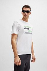 Cotton-jersey T-shirt with flag-inspired artwork, White
