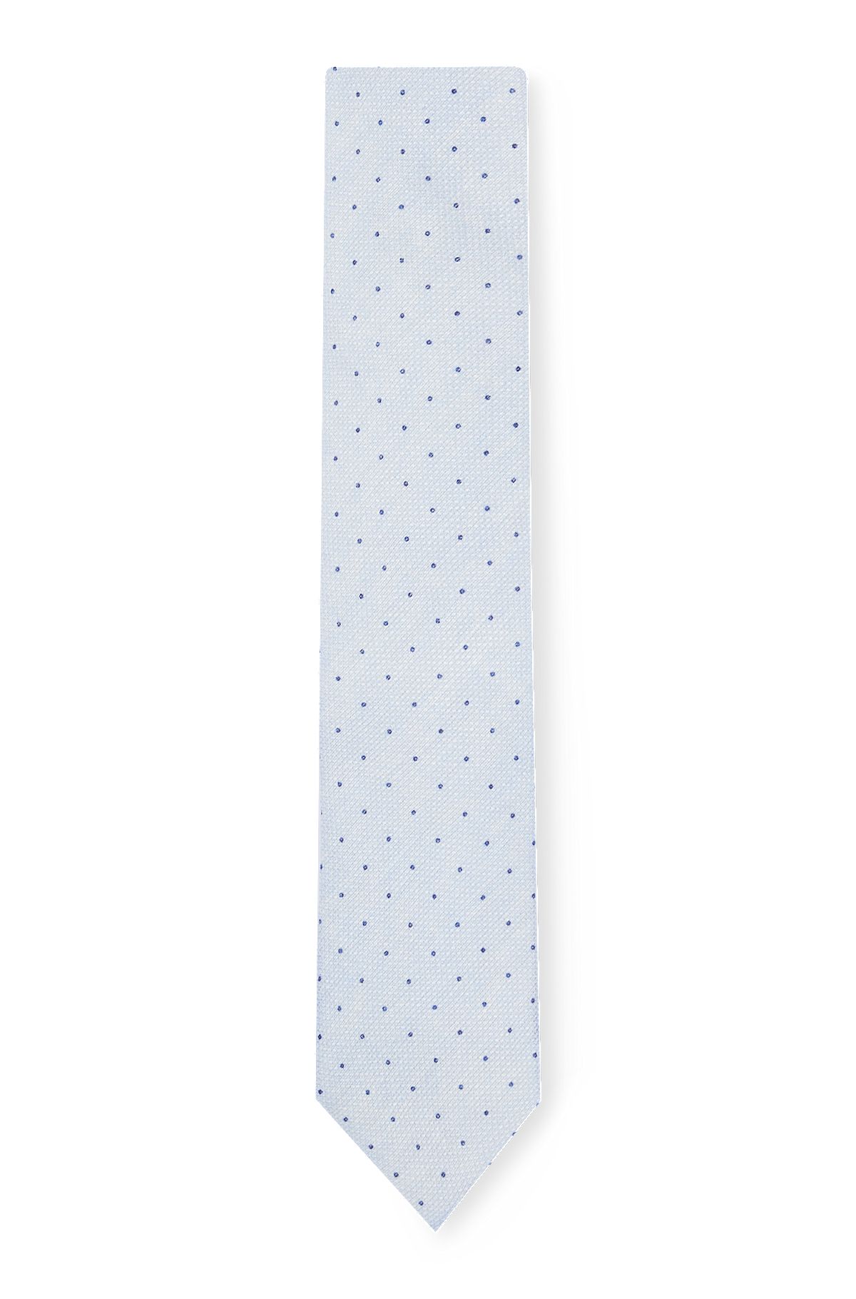 Cravate en lin et coton à pois imprimés, bleu clair