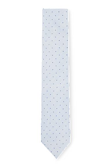 Cravate en lin et coton à pois imprimés, bleu clair