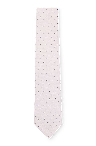 Dot-print tie in linen and cotton, light pink