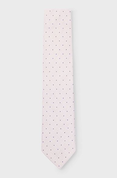 Dot-print tie in linen and cotton, light pink