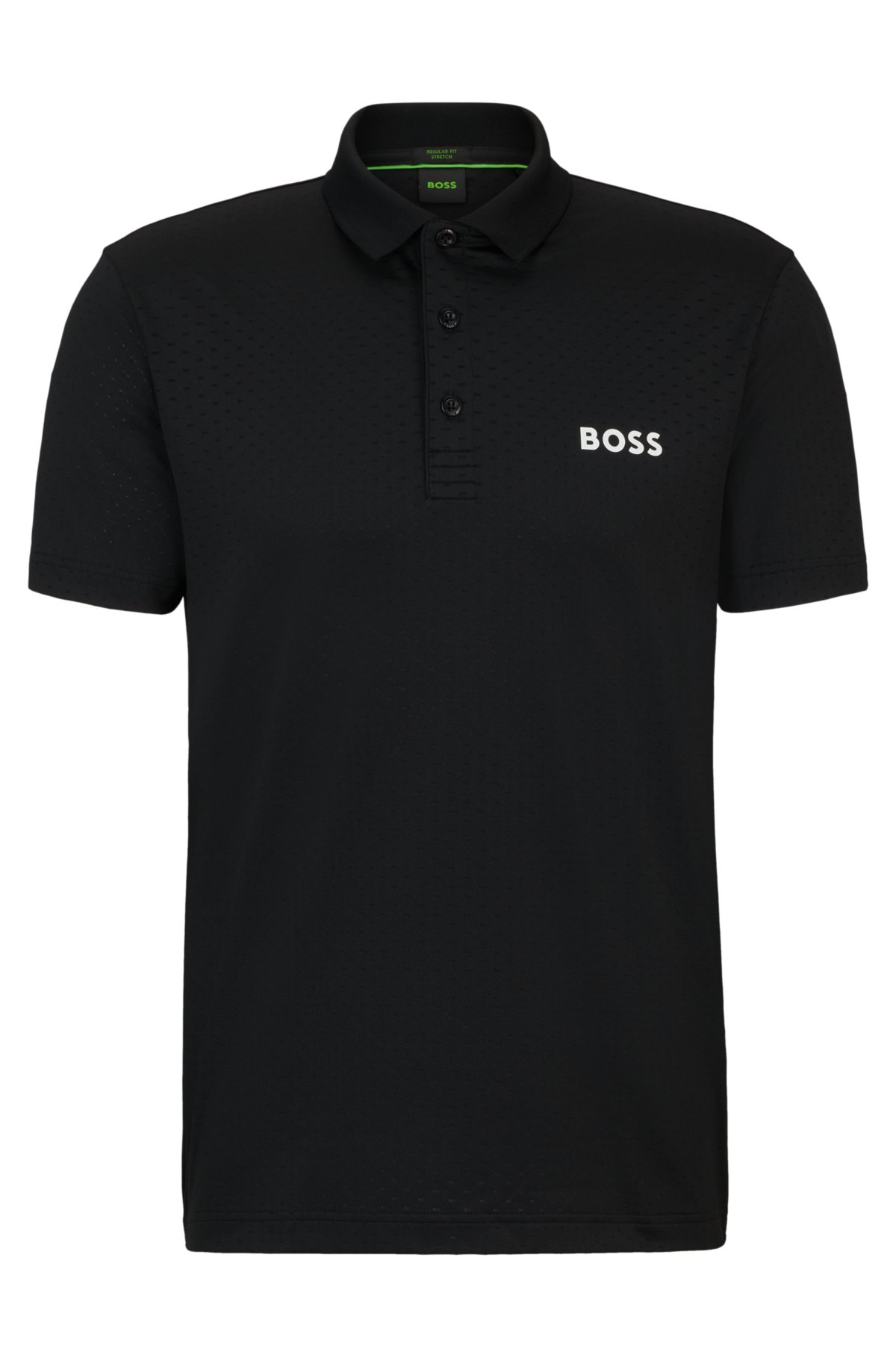 Degradé-jacquard polo shirt with contrast logo, Black