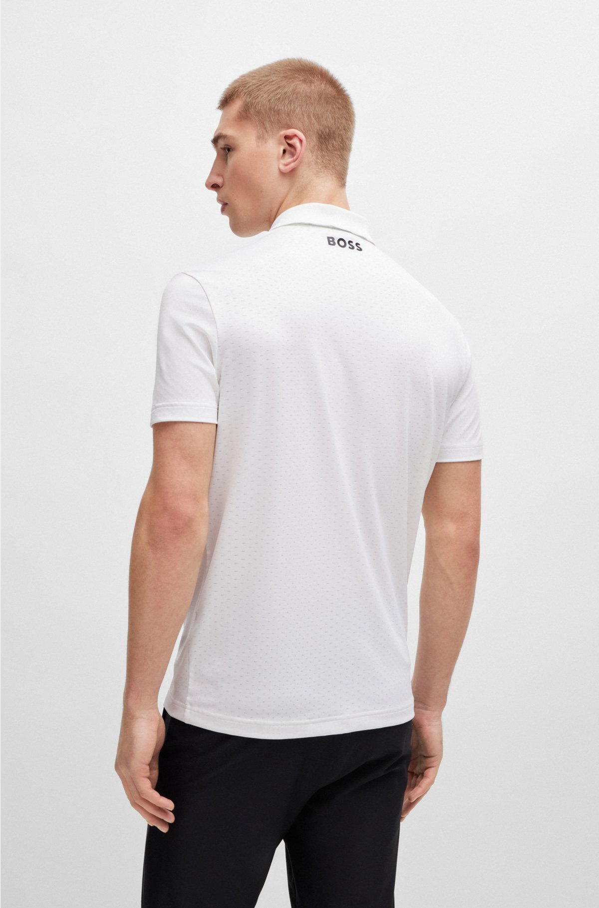 Degradé-jacquard polo shirt with contrast logo, White