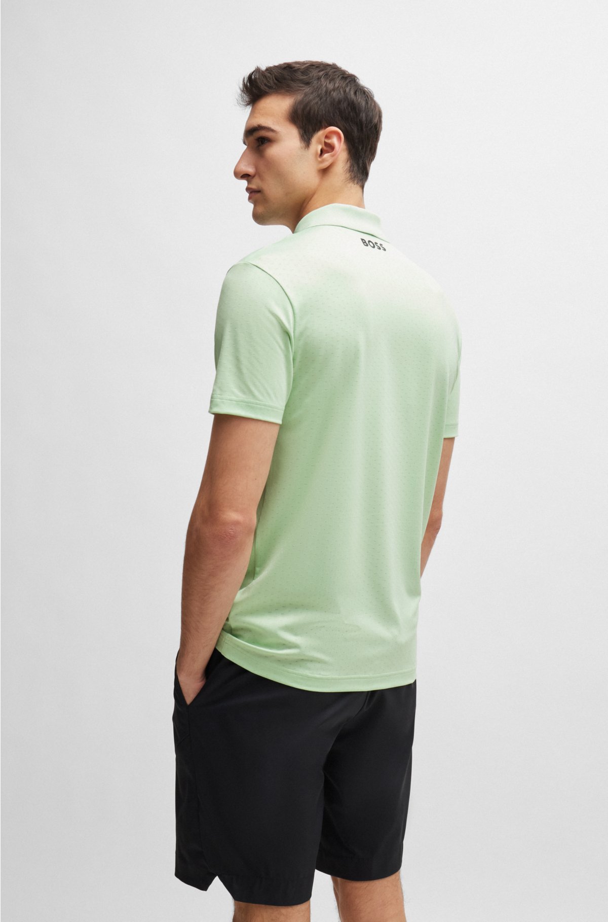 Degradé-jacquard polo shirt with contrast logo, Light Green