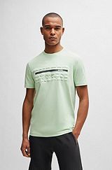 Regular fit T-shirt i bomuldsjersey med præget grafik, Lysegrøn