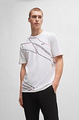 Cotton-blend regular-fit T-shirt with seasonal artwork, White