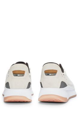 BOSS - TTNM EVO monogram-mesh lace-up trainers with suede trims